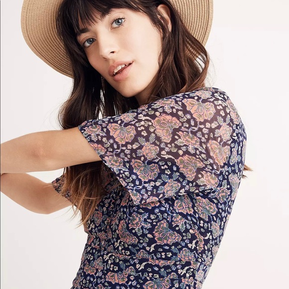 Orchard Flutter-Sleeve Dress in Fan Floral Mix - Picture 4 of 4